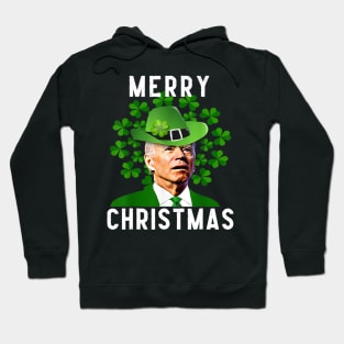 Funny Joe Biden Merry Christmas Confused St Patricks Day Hoodie